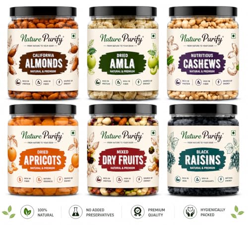 Nature Purify Premium Dry fruits Combo 1.5 kg (Almond, Cashew, Apricots, Black Raisins, Amla, Mixed Nut & More.)