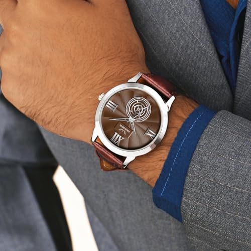 Image of LOUIS DEVIN Black /Blue /Brown /Green Leather Strap Analog Wrist Watch for Men (Black /Blue /Brown /Green /White Dial) | LD-GR079