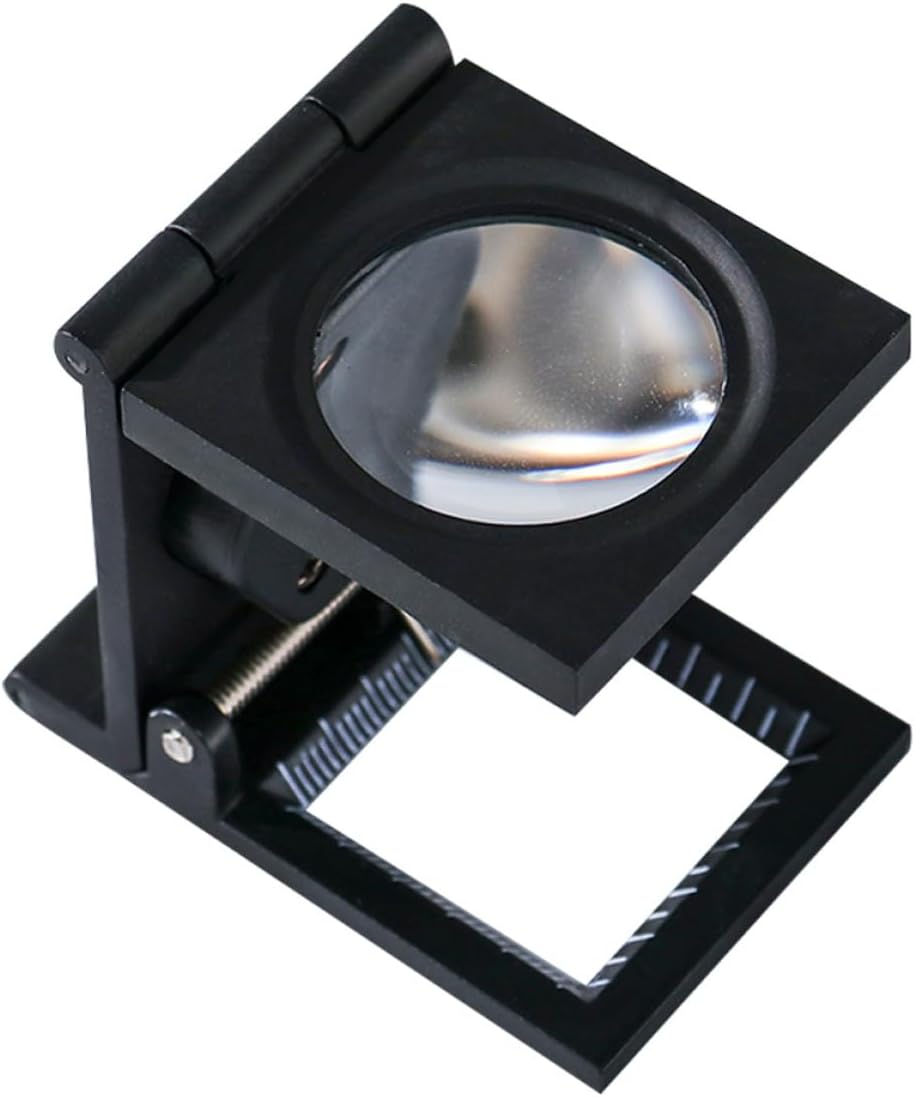 30mm 10x Tri-fold Desktop Magnifying Glass Jewelry Loupe with Pointer, Reusable Mini Magnifier for Jewelry Inspection and Beading Crafting