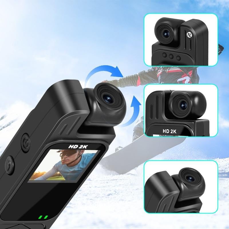 Image of Mini Body Camera 1080p Video Recorder with Audio - 180 Rotatable Lens, Night Vision, Motion Detection & 1.3 inch Screen. Wearable Pocket Cam for Security & Home (USB-C)