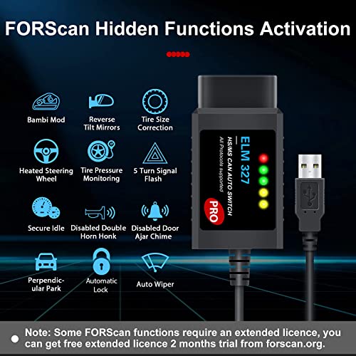 ELM327 OBD2 Adapter USB Scanner Compatible with Ford F150 F250, Automatic (MS/HS) CAN Switching OBDII Diagnostic Scan Tool for Ford Lincoln Mazda Mercury
