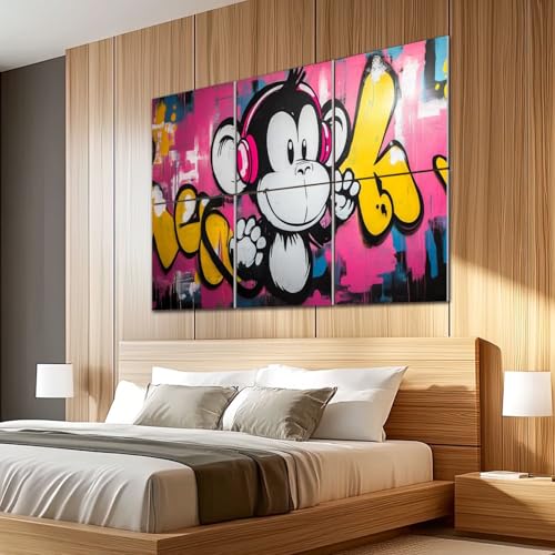 6 Pack Paneles Acústicos Arte Absorbentes de Sonido Graffiti Mono Auriculares Estilo Pop Decorativos Rosa para Paredes Aislantes para Estudios de Grabación y Oficina 72"x48" miniatura 5