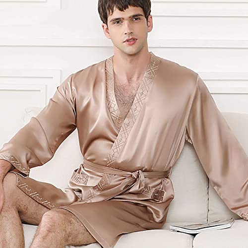 Albornoz largo de satén para hombre ropa de dormir bata de seda 2
