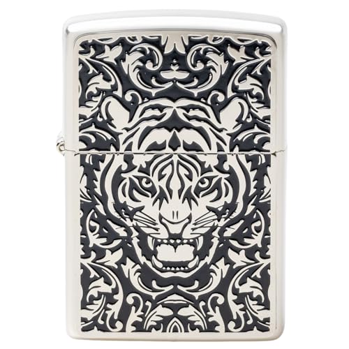 Encendedor Zippo de aceite con diseño plateado y número serial