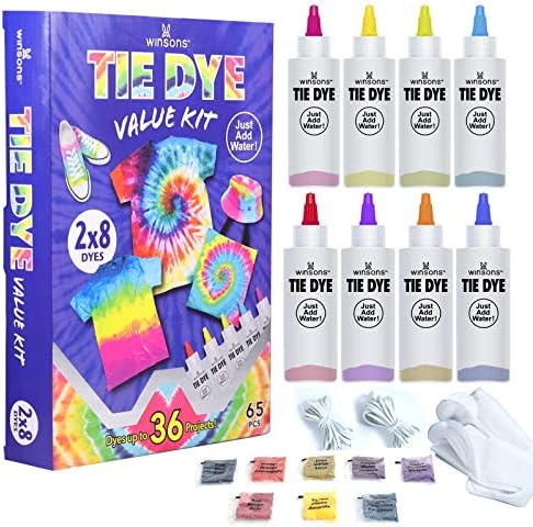 WINSONS Tie Dye Kit, 8 Colours Non Toxic Permanent Fabric Dye Art Set for Kids Women for Homemade Party Creative Group Activities DIY Gift
