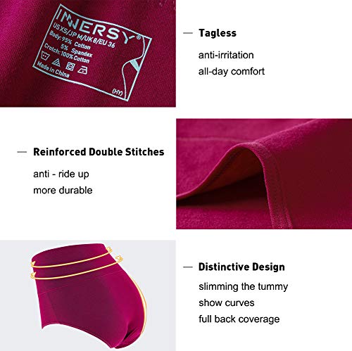 Innersy Womens High Waisted Underwear Cotton Panties Regular & Plus Size 5-Pack(Blazing Sun,Large) #TOP4