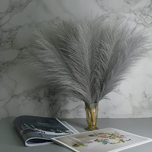 Nuseiis Faux Pampas Grass Decor, 18"/45Cm-5 Pcs Artificial Pampas Grass Fluffy, Fake Pompous Grass For Vase Filler Arrangements Wedding Decoration Table Centerpieces(Grey) #TOP4