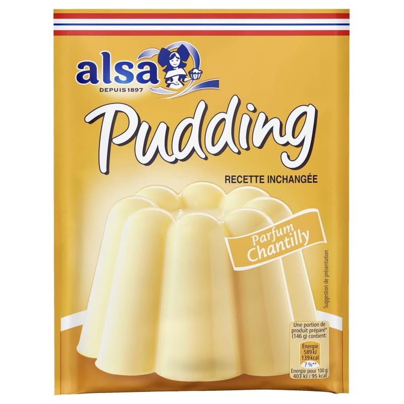 Délicieux Pudding Chantilly Alsa - 3 sachets pour desserts onctueux - Préparation gâteaux facile et rapide - 111g - Le Lot De 4