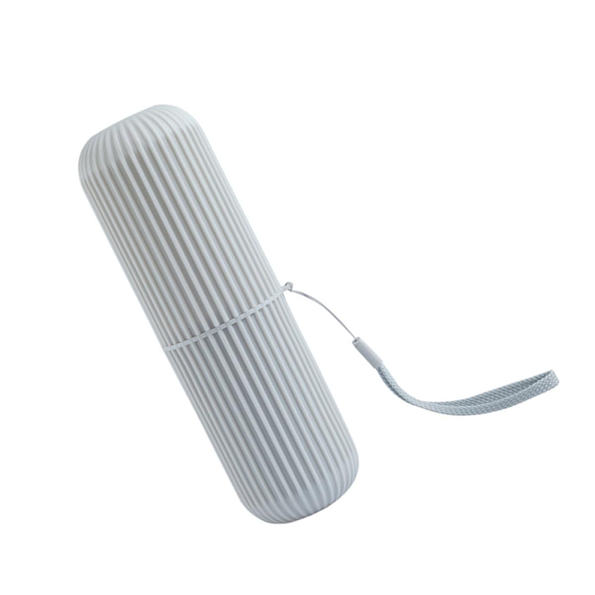 Travel Toothbrush Storage Box and Tooth-Brushing Cup Portable Grey Toothpaste Organizer Holder for Home and Travel Use Compact