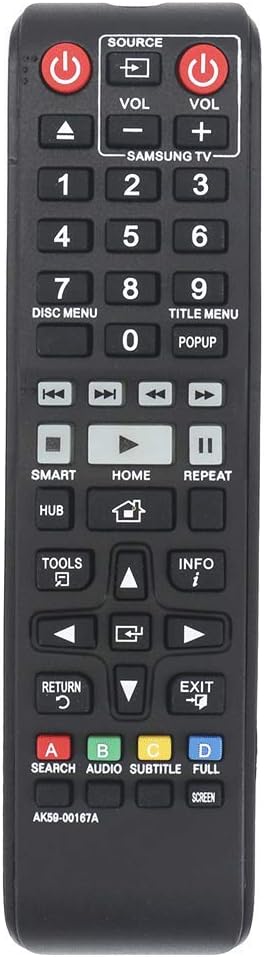 VINABTY AK59-00167A AK5900167A Remote Control Replacement for SAMSUNG BLU-RAY Player BD-F6500/XU BD-C7900 BD-F7500/XU BD-C5500 BD-H6500