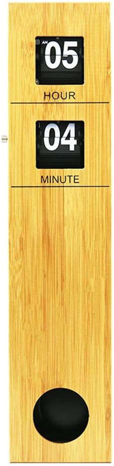Imoerjia United States and Living Room Clock Creative Bamboo Wooden Pendulum Clock Flip Wall Clock Clock Auto Flip Clock,11 * 6.5 * 48.2Cm