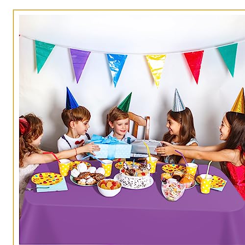 Image of tujol Purple 6 Pack Plastic Table Cloth 54 inch x 108 inch, Disposable Tablecloths Rectangle Table Cover, Plastic Tablecloths for Parties