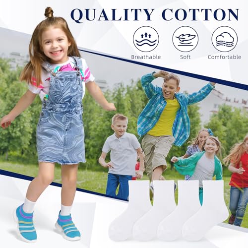 VEKDA 6 Pairs Kids Socks Boys Girls Crew Socks for School Uniform Cotton Seamless Toe Sock2