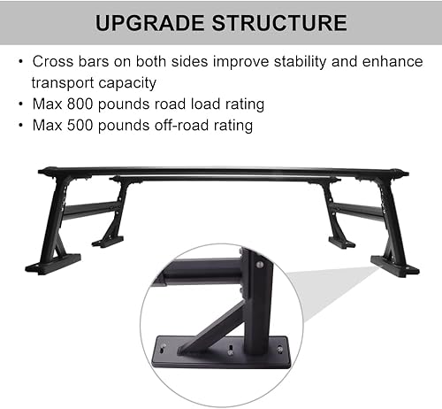 Miniatura 5 de Estante ajustable de la escalera del camión estante extensible universal de la cama de la recogida, aluminio resistente