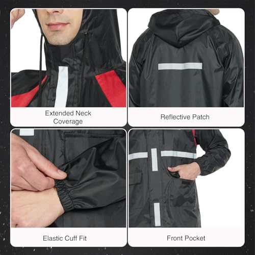 Image of Amazon Brand - Symactive Polyester Water Resistant Rain Coat with Pant (Black, Small)