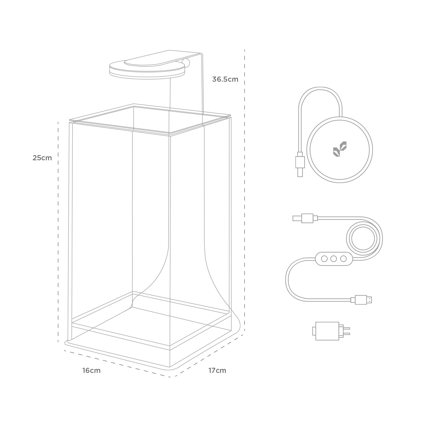Terrario Terrarium in Vetro Extrachiaro con LED Integrato, Design Elegante per Ecosistemi Naturali e Giardini Acquatici, Dimensioni 15x15x25 h cm