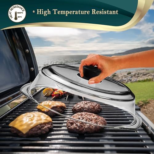 Tall Glass Microwave Splatter Cover for Food - Cookware & Bakeware Serving Dish Cover, Plate Splatter Guard Lid with Easy Grip Silicone Handle Knob - 100% Food Grade BPA Free & Dishwasher Safe - 10in. - Image 4