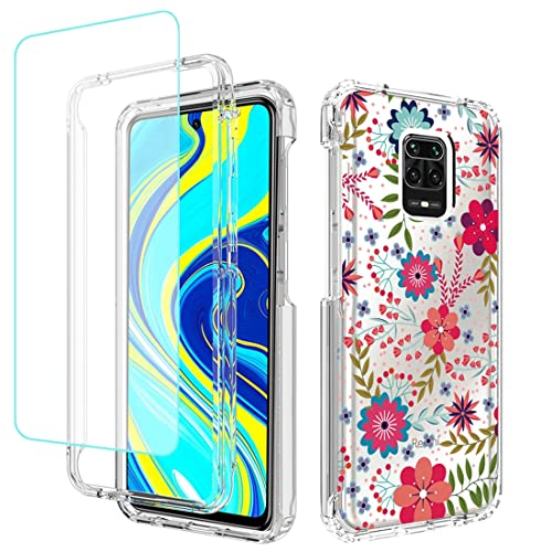 Coque antichoc Redmi Note 9S en TPU souple floral anti-rayures 360