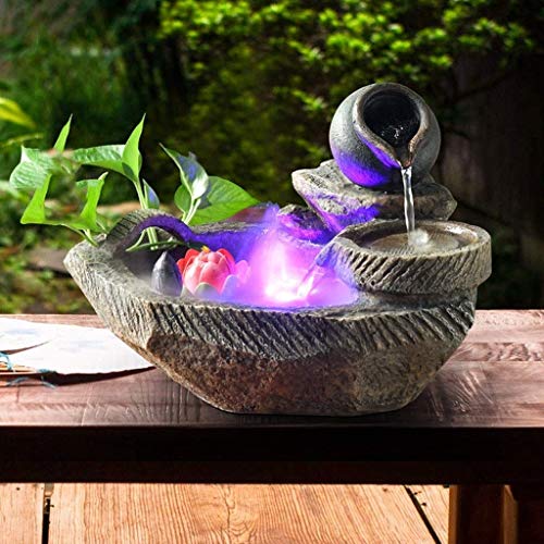 Desktop-Brunnen Kreativer Desktop-Brunnen Innenbrunnen Wasserfall Natural Tilt Kettle Fischteich Blumentopf Mit Zerstäuber Und Licht Dekorativer Brunnen (Farbe: A) - Image 7