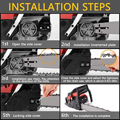 Gasoline Chainsaw 20 Inch Gas Chain 2 Strokes Automatic Chain Oiler Anti-vibration System Wood Cutting 58CC Petrol Chainsaw with Tool Kit Carry Bag for Cutting Trees Farm Garden