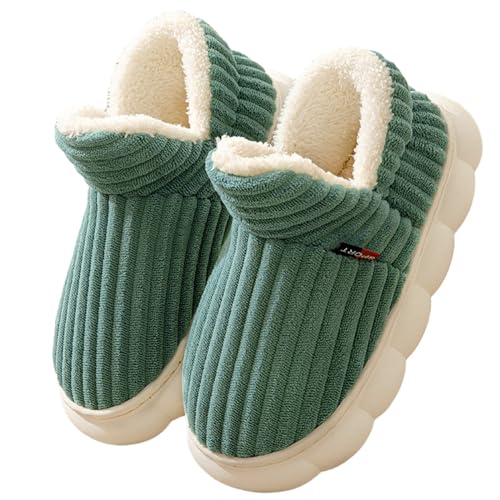 Solutra Flauschige Hausschuhe Damen Winter Warme, Unisex Rutschfest Dicke Sohle Wolke (Grün B, 39/40 EU)