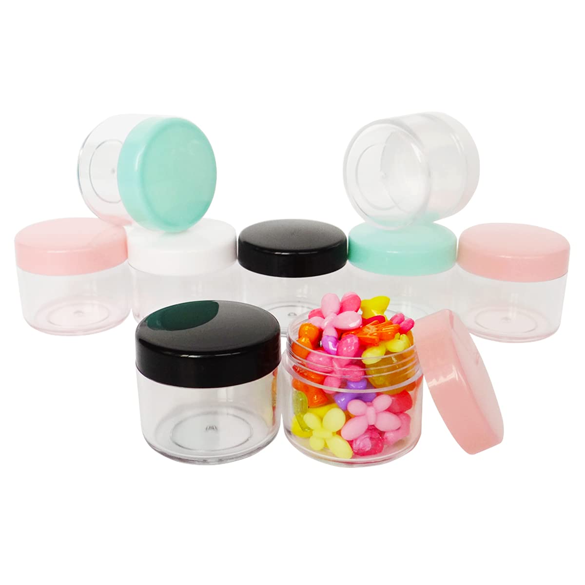 Wopanxye 20pcs 20ml Small Sample Jars, 20g Multi-color Empty Refillable Cosmetic Container, Plastic Round Pot Screw Cap - Image 3