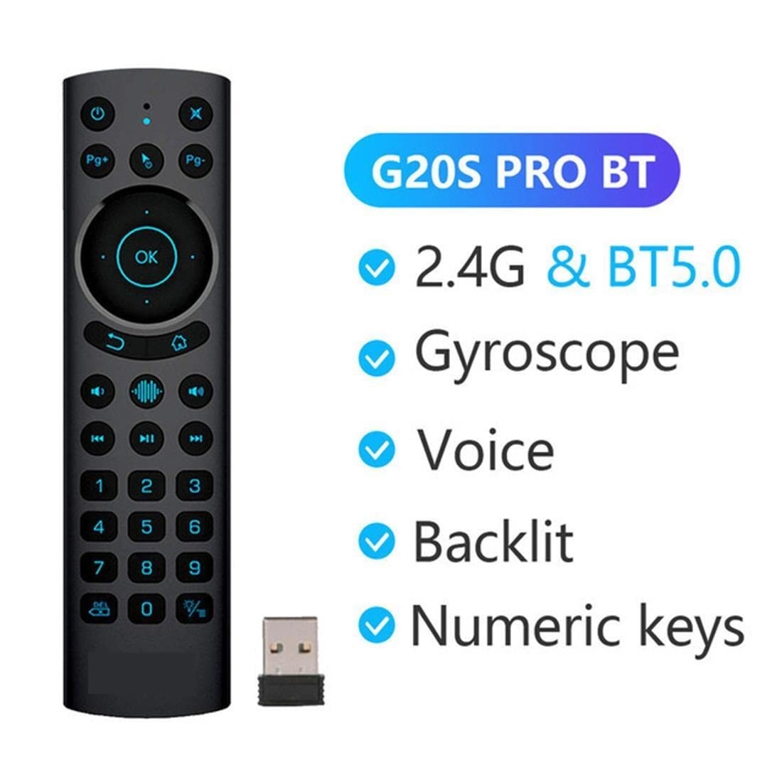 1pc Plus G20S Pro Wireless BT5.0 Air Mouse Fernbedienung Hintergrundbeleuchtung Voice Gyroscope Controller for Android TV Box