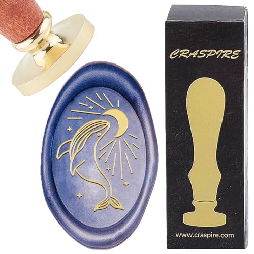 CRASPIRE Whale Wax Seal Stamp Oval Vintage Sea Ocean Animal Removable Brass Head with Wooden Handle Sealing Wax Stamp for Christmas Day Party Envelopes Invitations Scrapbooking Packing