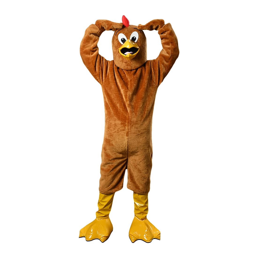 Brown Reddish Chicken Mascot Costume Adult Cosplay Fancy Dress