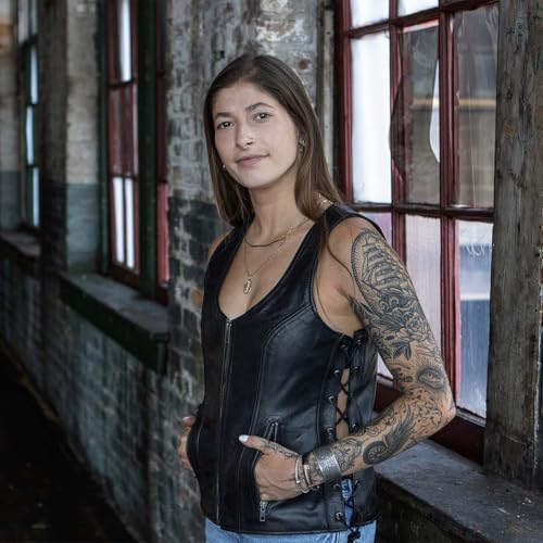Image of Milwaukee Leather Women's Premium Classic Leather Motorcycle Rider Vest w /Adjustable Side Laces