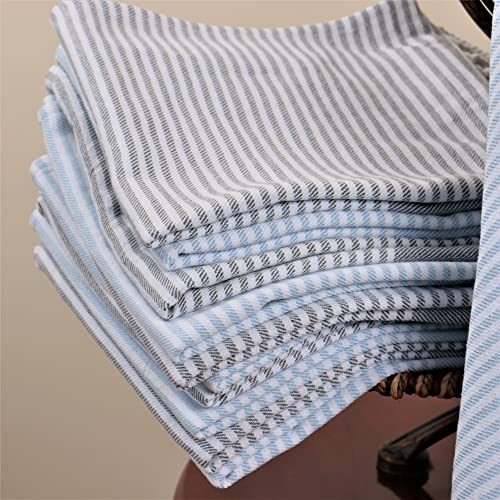 Toalla de mano turca Pesgir - algodón, ligera, con borla, natural - mano, cara, cocina, paños de cocina (azul claro-gris, 6) Cover