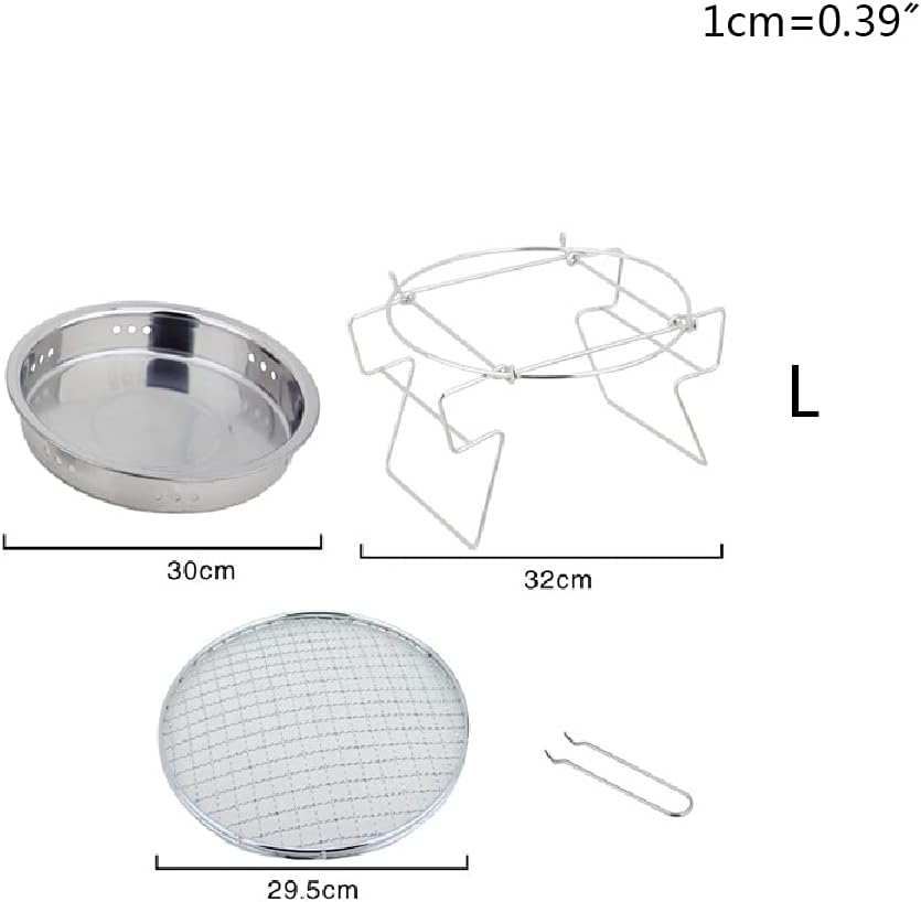 Stainless Steel Round Barbecue Rack Folding Campfire BBQ Charcoal Grill Combo