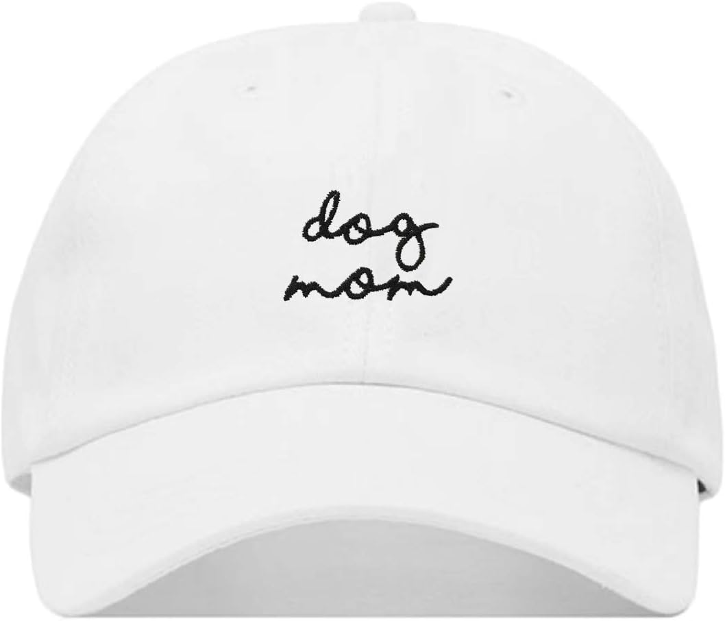 Dog Mom Baseball Hat, Embroidered Dad Cap, Unstructured Soft Cotton, Adjustable Strap Back (Multiple Colors)