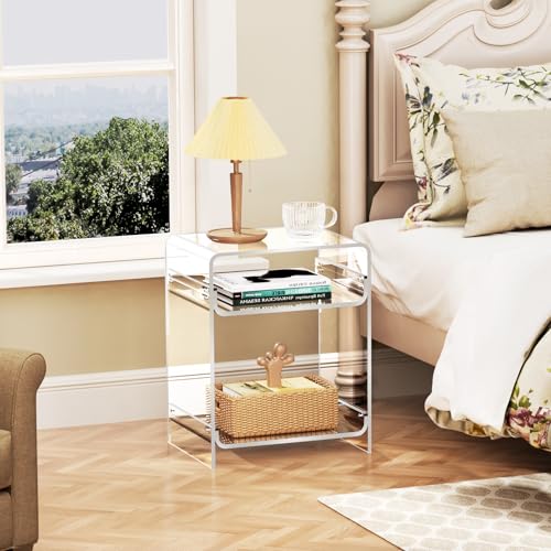 Acrylic Record Player Table with Storage for Vinyl Lovers (Clear)
| Clear Acrylic End Table with Built-in Record Player Storage (15.7x19.7x11.8)
| Storage Nightstand with Acrylic Record Player Table (Clear 15.7x19.7x11.8)