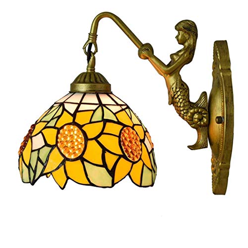 QTANZIQI Lámparas de Pared Apliques Estilo Lámpara de Pared Vidrieras Apliques de Pared Flor Regalo Hecho a Mano Luces de Pared Accesorio para casa Bar Restaurantes Dormitorio Sala de Estar-B4 (H3)