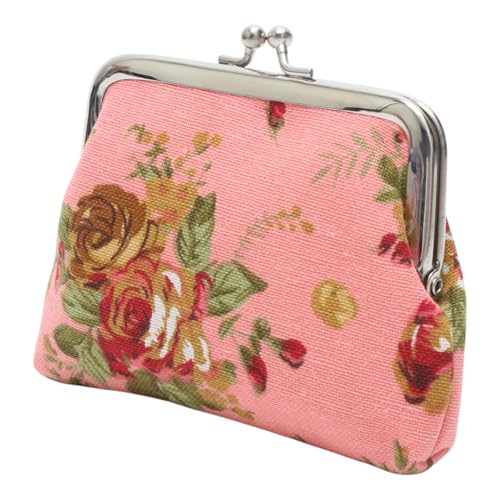 Generic 1Pcs Pouch Wallet Rose Design Snap Purse Canvas Orange Pink 12x9cm2