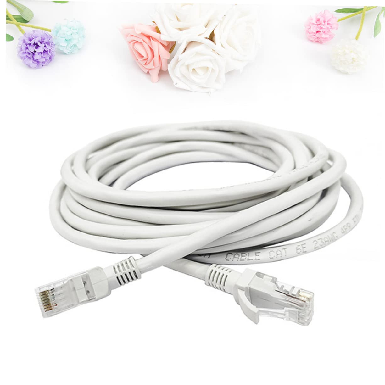 Câble Ethernet Cat6 50m en Plastique et Cuivre, Blanc