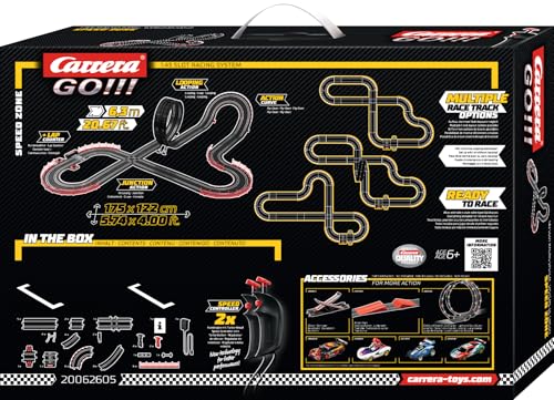 Image of Carrera GO Slot Car Toy Race Track Set with High-Speed Cars, Racing Game for Boys, Girls, and Kids, Ages 6+, Speed Zone