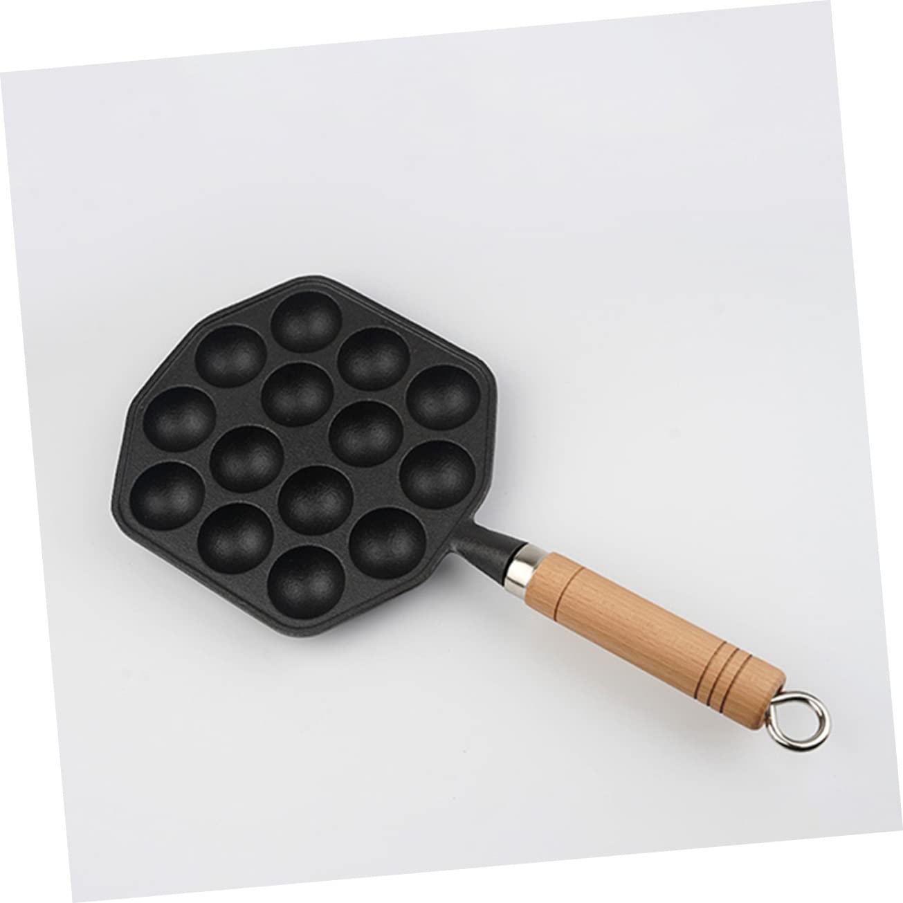 BESTonZON Padella in Ghisa Spessa per Lumache 14 Fori, Contorno Liscio e Fondo Antiusura, Pentola per Polpette da Cucina, Adatta per Uso Domestico