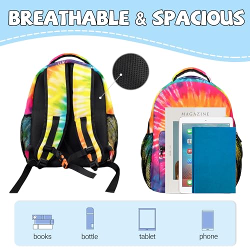 M YESCUSTOM Tie Dye Backpack Colorful Primary School Bookbags, Daypack Lightweight Book Bags Boys Girls Kids Gifts3