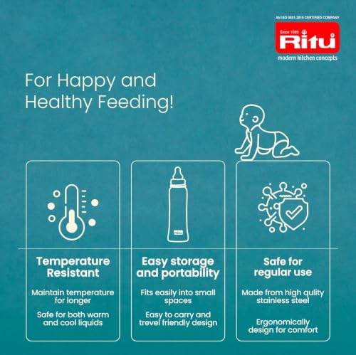 Image of RITU TOODLR Premium Baby Feeding Bottle | BPA-Free, Anti-Colic & Leak-Proof | Soft Silicone Nipple | Baby Milk Bottle for Everyday Feeding