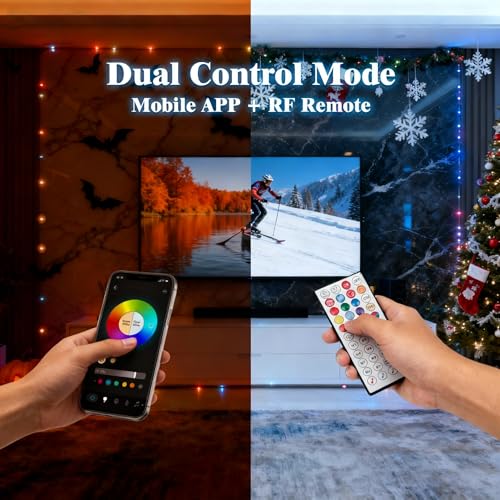 Image of RGB Smart IC Strip Lights with APP Control, 33FT RGB+IC LED Color Changing Rope Lights Outdoor, 13MM Waterproof Neon LED Music Sync Tube Light for Bedroom Living Room Patio Christmas Hoilday