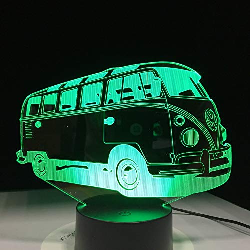 Preisvergleich Produktbild 3D Lampe Nachttischlampe Schulbus Nachtlicht Fürs Kinderzimmer, Led Lampe Fürs Wohnzimmer Perfekte Geschenke Für Kinder
