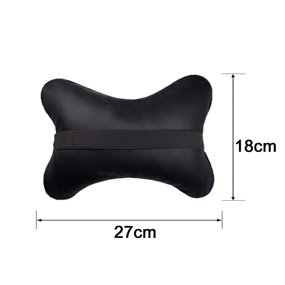 Almohadas para el cuello de coche de ambos lados de piel sintética, 2 piezas, para reposacabezas de la mayoría de los coches llenos de fibra universal para coche (negro y rojo)