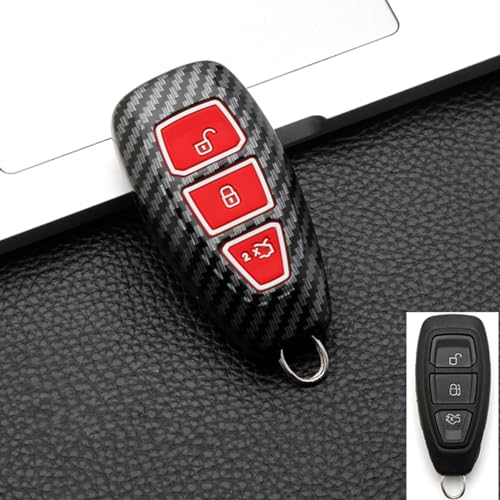 Protection de clé Ford en TPU effet carbone rouge pour habiller votre Ranger