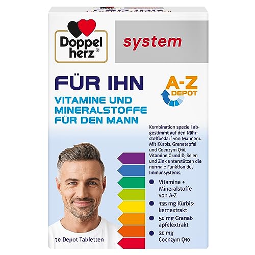 Doppelherz system FÜR IHN – Vitamine, Mineralstoffe und Spurenelemente – abgestimmt auf den Nährstoffbedarf des Mannes – 30 Tabletten