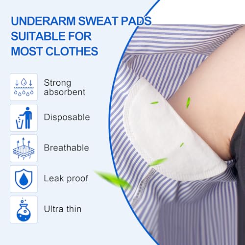 Large Armpit Sweat Pads, Underarm Sweat Pads for Women and Men [100 PCS], Disposable Underarm Dress Shields/Guards, Comfortable, Non Visible, Enhanced Anti Sweat Protection - Thumbnail 5