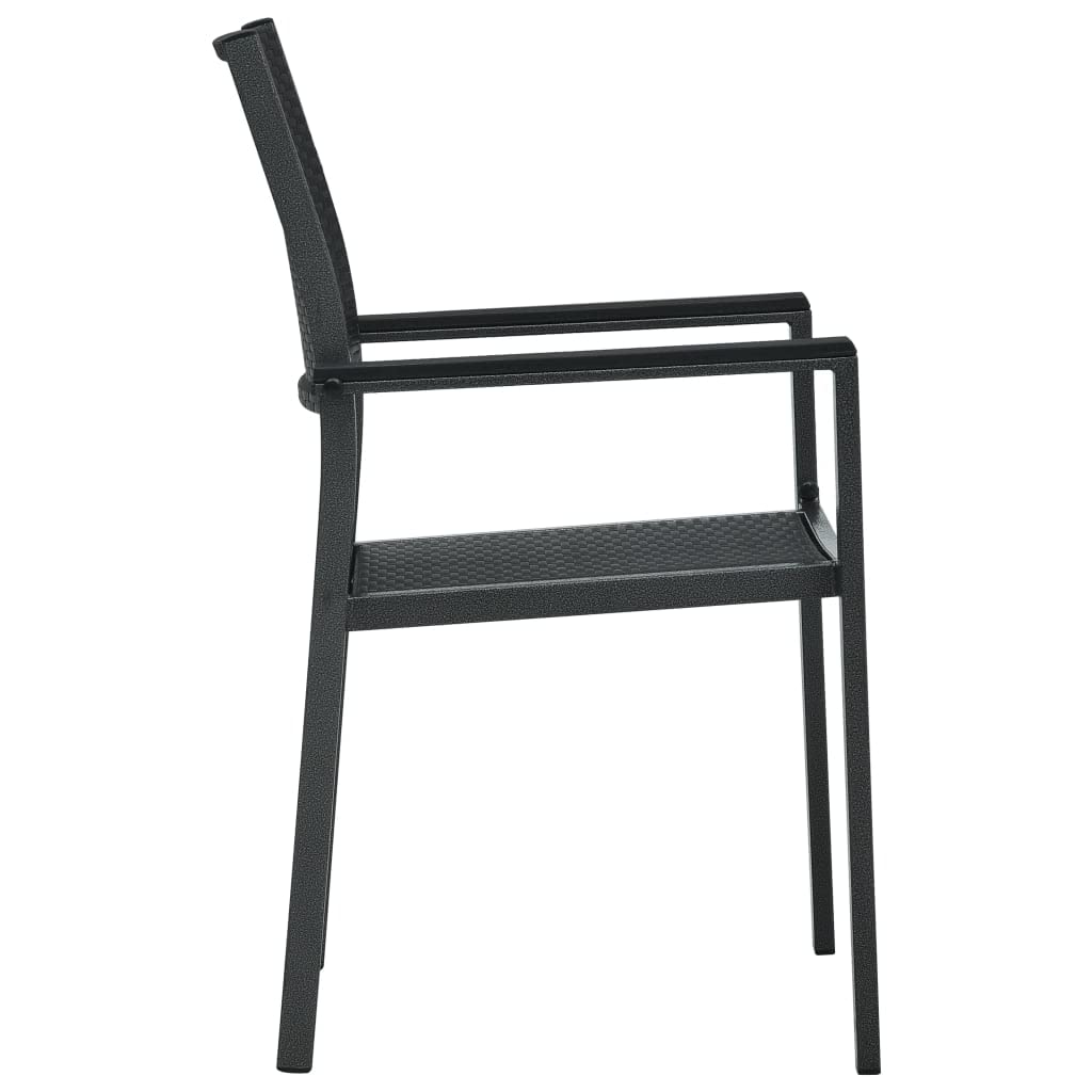 Plastikowe krzesła ogrodowe 2 szt stylizowane na rattan, czarne, ze stalową ramą, lekkie i stabilne, maksymalne obciążenie 110 kg na siedzisko