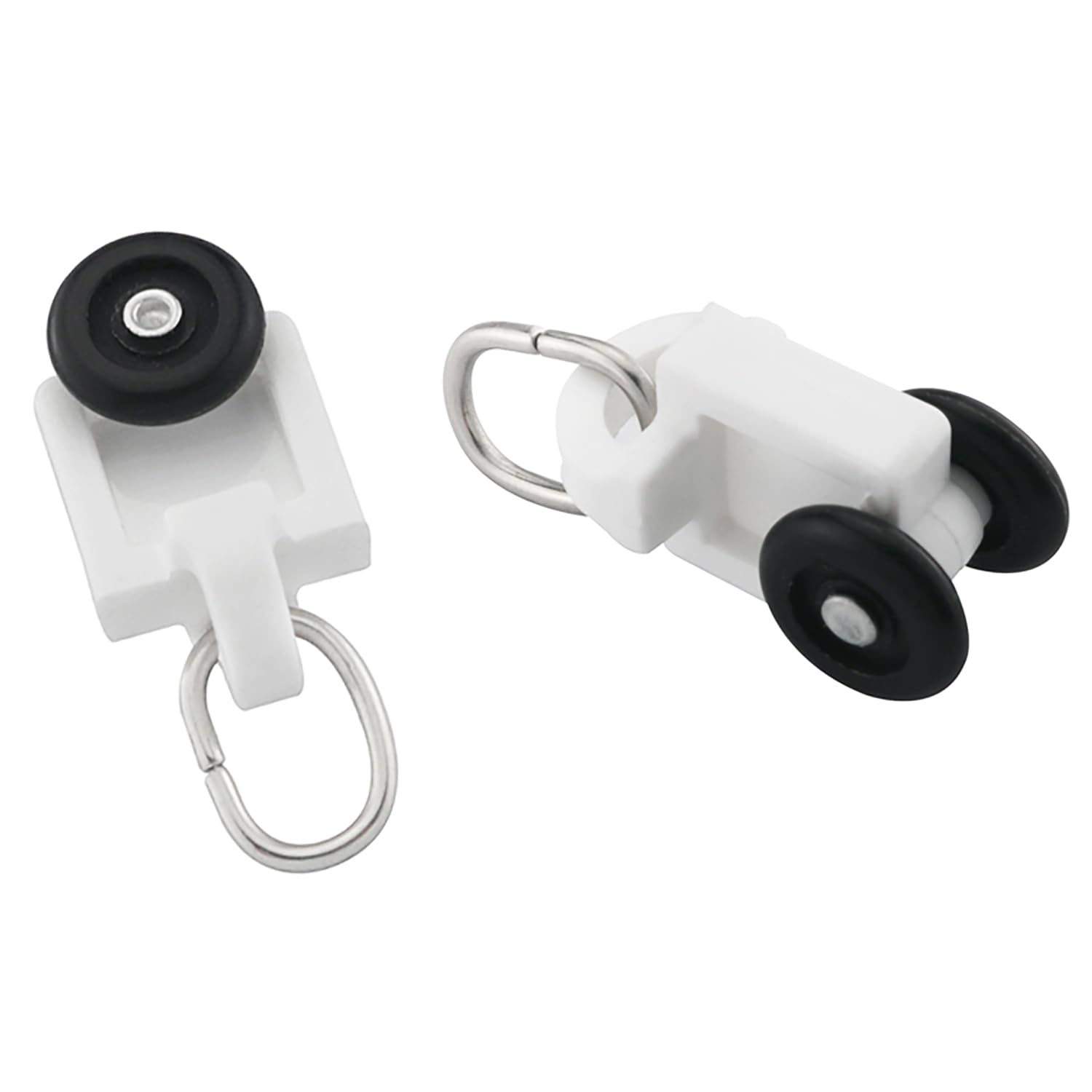 ZZLZX 50PCS Curtain Black Roller Hooks Track Glider Hooks Silent Glider Roller Ballerised Window Shower Curtain Track Ceiling Glider