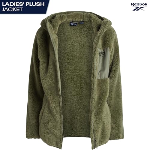 Reebok Womens Sherpa Fleece Jacket Midweight Zip-Up Hooded Winter Coat - image 2